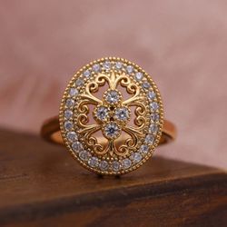 585 Rose Gold Oval Natural Zircon Ring 9