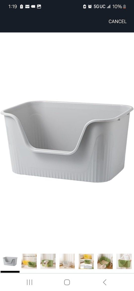 Extra Large Cat Litter Box with High Sides Multi Cat Jumbo (Grey) - 25.27" L x 17.83" W x 13.11" H