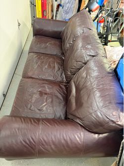 Leather couch and ottoman