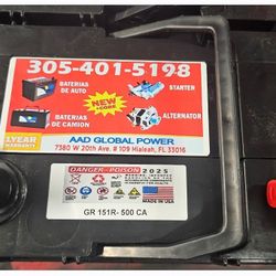 Group-151R, new battery for 1 year warranty car 