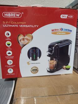 HIBREW - Cafetera de cápsulas de una sola porción, máquina espresso 5 en 1 para cápsulas, K-cup*/Nes* Original/DG*/ESE Pod/Espresso en polvo, modo frí