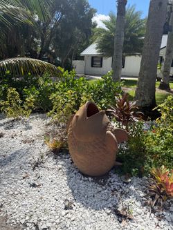 Large Terracotta Fish Planter - Unique Outdoor Garden Decor