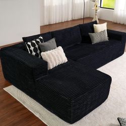 Brand New black sectional Very Soft Velvet