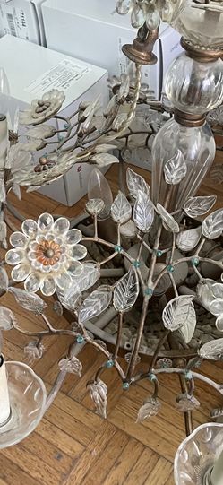 crystal and copper chandelier. 8 bulb