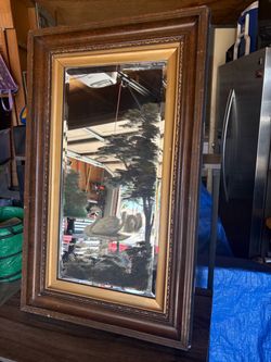 Vintage Painted Swan Beveled Mirror in Ornate Wood Frame