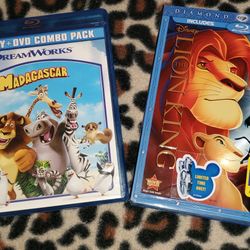 The Lion King And Madagascar Blu-Rays & DVD's Combo Packs