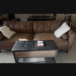 Brown Comfortable Sofa Genuine Leather 