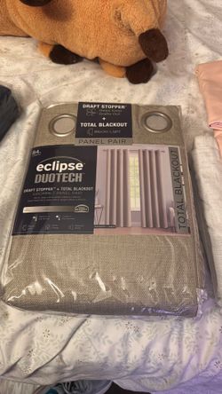 Beige blackout grommet/curtains