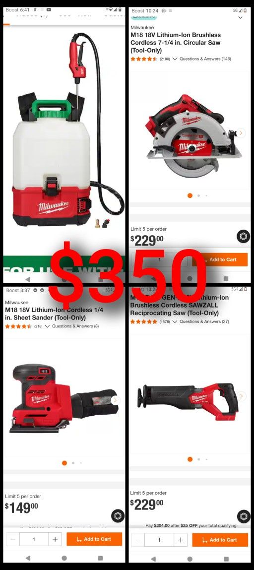 Special Deal  * (4) Milwaukee Tools Only $350 * Today Only