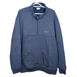 Columbia Blue Mens Sweater Zip Pullover Mock Neck Sweatshirt Pocket