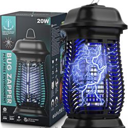 Bug Zapper Outdoor, Mosquito Trap for Indoors with Powerful 20W Bulb, Waterproof Fly Zapper, Electric Mosquito Killer for Home, Backyard, Patio (20, V