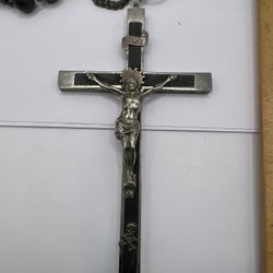 VINTAGE ROSARY , CROSS CRUCIFIX MORI , Stamped, GERMAN