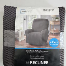 Mainstays Pixel 4-Piece Stretch Recliner Slipcover in Charcoal