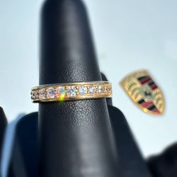 Lee Jewellery 14k solid yellow gold 0.85CTW moissanite stone wedding band ring sz 7.5