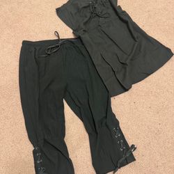 New small pirate dressing black shirt pants rennisaance outfit costume peasant