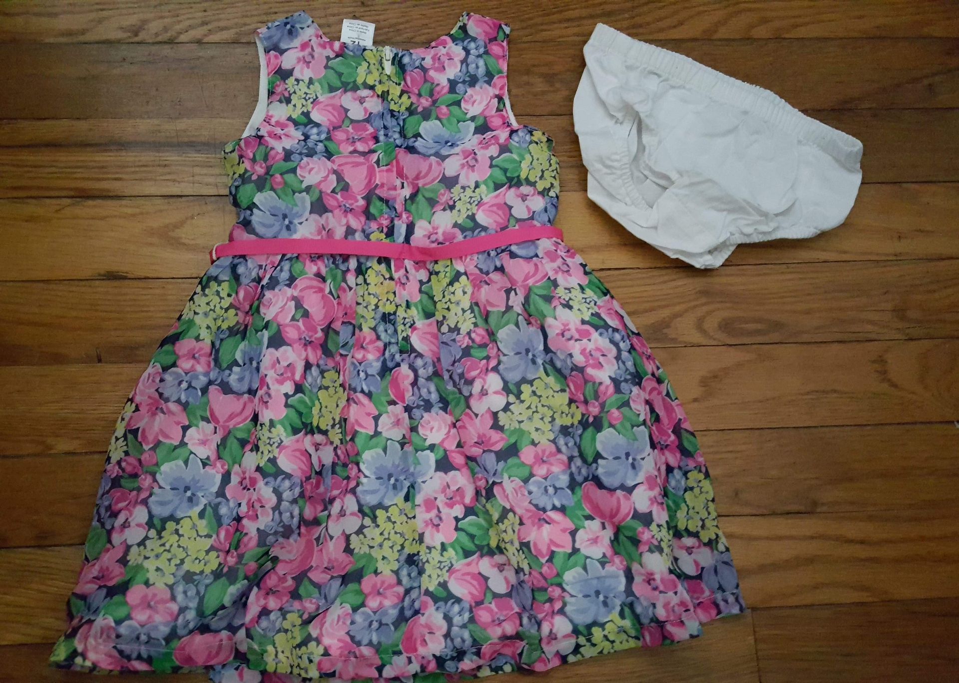 Baby Girl Carters Floral Flower Dress Summer Size 12 Months With Diaper Cover 