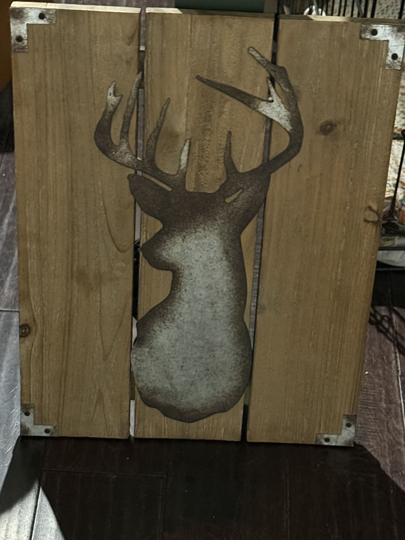 Deer With Antlers Wood Hanging