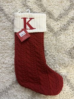 St. Nicholas Square® Large Red Knit Monogram Stocking Letter K