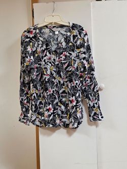 Botanical Print Long Sleeve Blouse