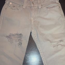 True Religion Jeans Grey/white Stitch 