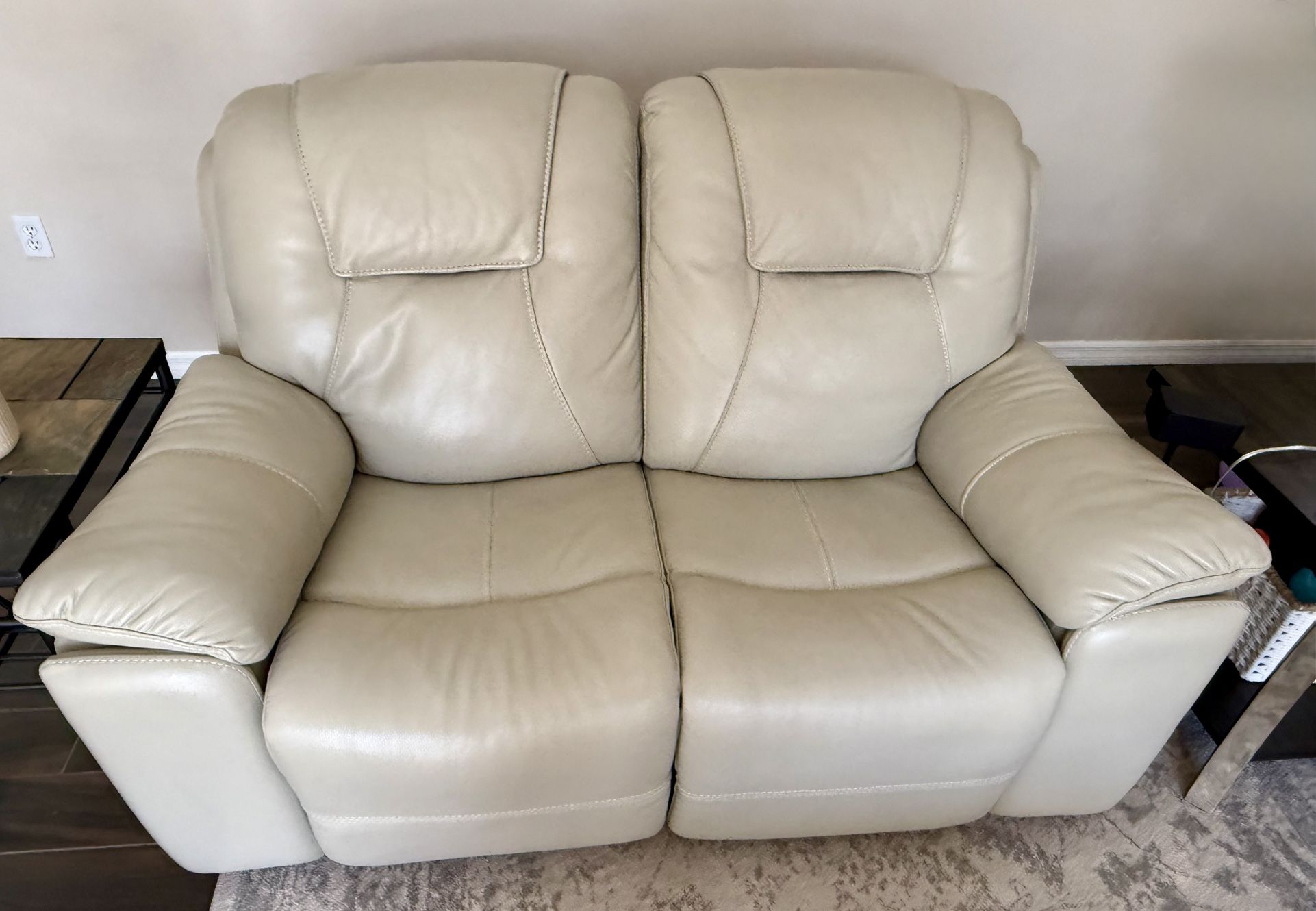 Leather Sofa and Love Seat w/ Dual Power Recline, USB outlets, and Pull-out Cup Holders 