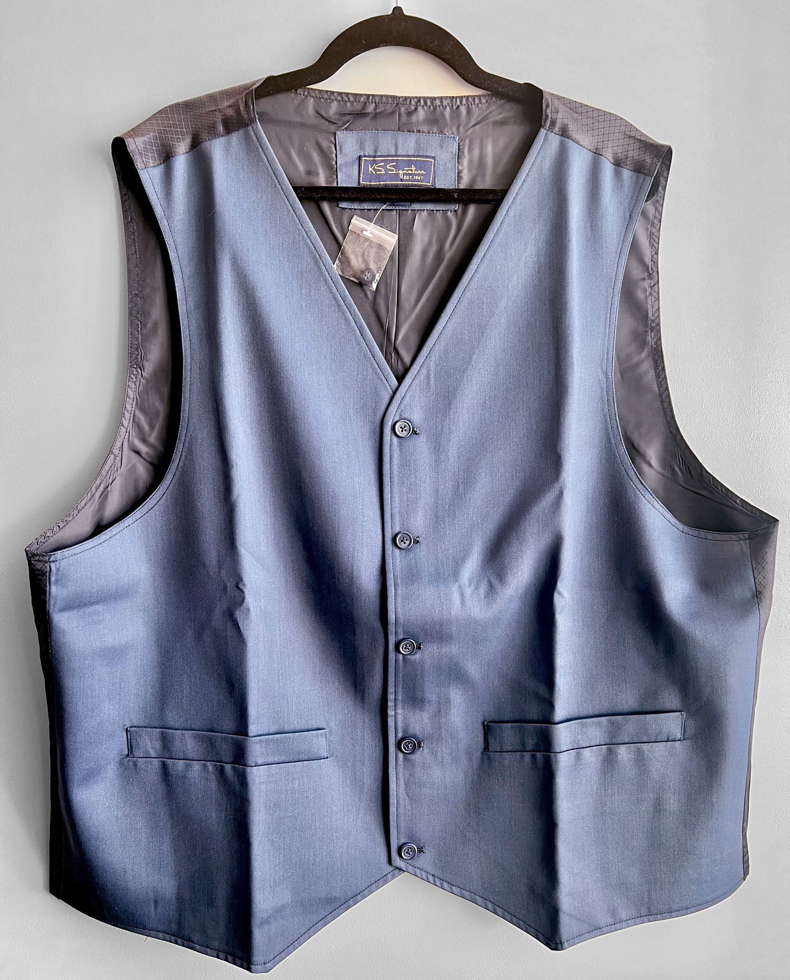 K.S. Est. 1947 King Size Signature Blue Men’s Vest, Size “50 Big,” New, Big and Tall  *Reduced