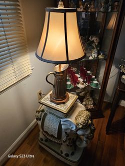 Vintage Copper Tin Pitcher Lamp