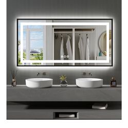 60"x 28" Black LED Mirror for Bathroom