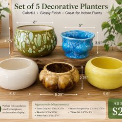 Vintage ALL for $25 Ceramic Planter Pot Lot (5) Mid Century Style – $25 First come Pots Urns Handcrafted MCM 