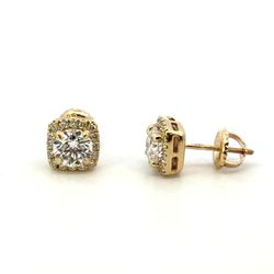 Men’s Woman’s 10k Yellow Gold Lab Grown Diamond Halo 1.16 CTW Screwback Earrings GP3123233
