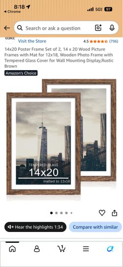 14x20 Rustic Brown Wood Poster Frames Set of 2