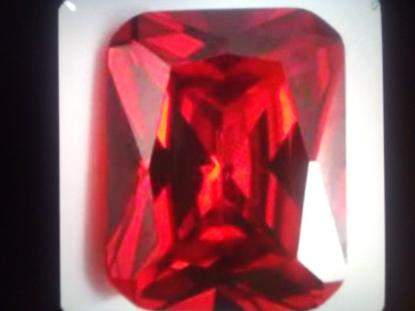 Manufactured Loose Gemstone Blood Red Ruby Emerald Cut 38.35 Unheated AAAAA+ 13/18mm