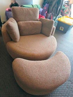 Swivel Low Chair With Storage Ottoman