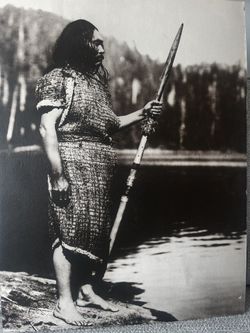 American Indian Vintage Black & White Vintage Photograph 27hX20L adhered to a piece of styrofoam . From Art Exhibit.