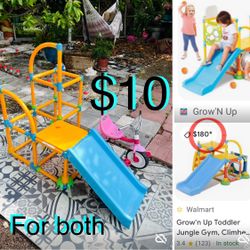 $10 for Both Toddlers Toys Slide 🛝 and radio flyer Tricycle