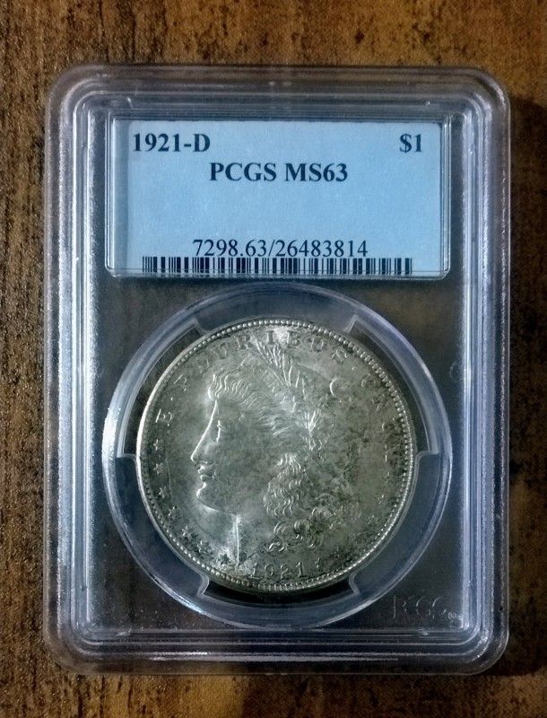 1921 D Morgan Silver Dollar PCGS Graded MS 63 Key Date US Coin