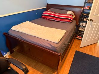 Cherry Wood Sleigh Bed Frame