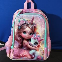 Kids Graphic Print Large Unicorn Backpack