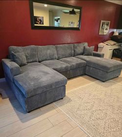 Dark grey sectional sofa double chaise new in box