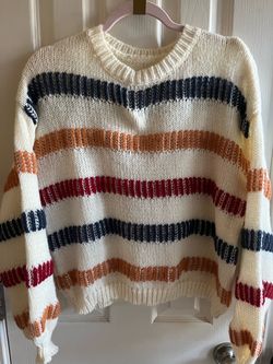 Striped Knit Crewneck Sweater