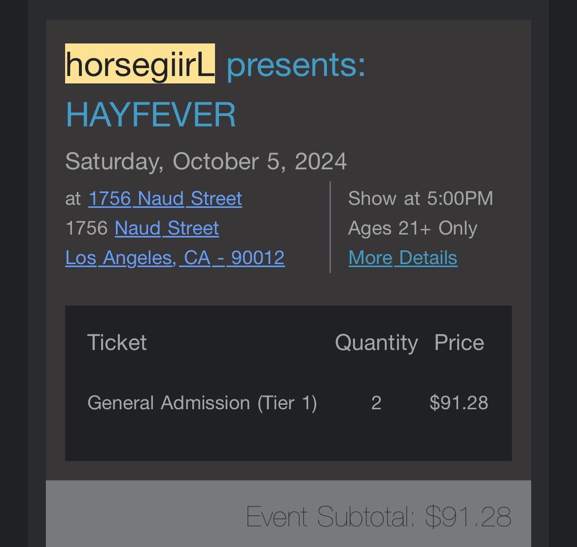 HorsegiirL LA Tickets