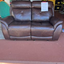 Brown Leather, Electric Recliner And Rocker