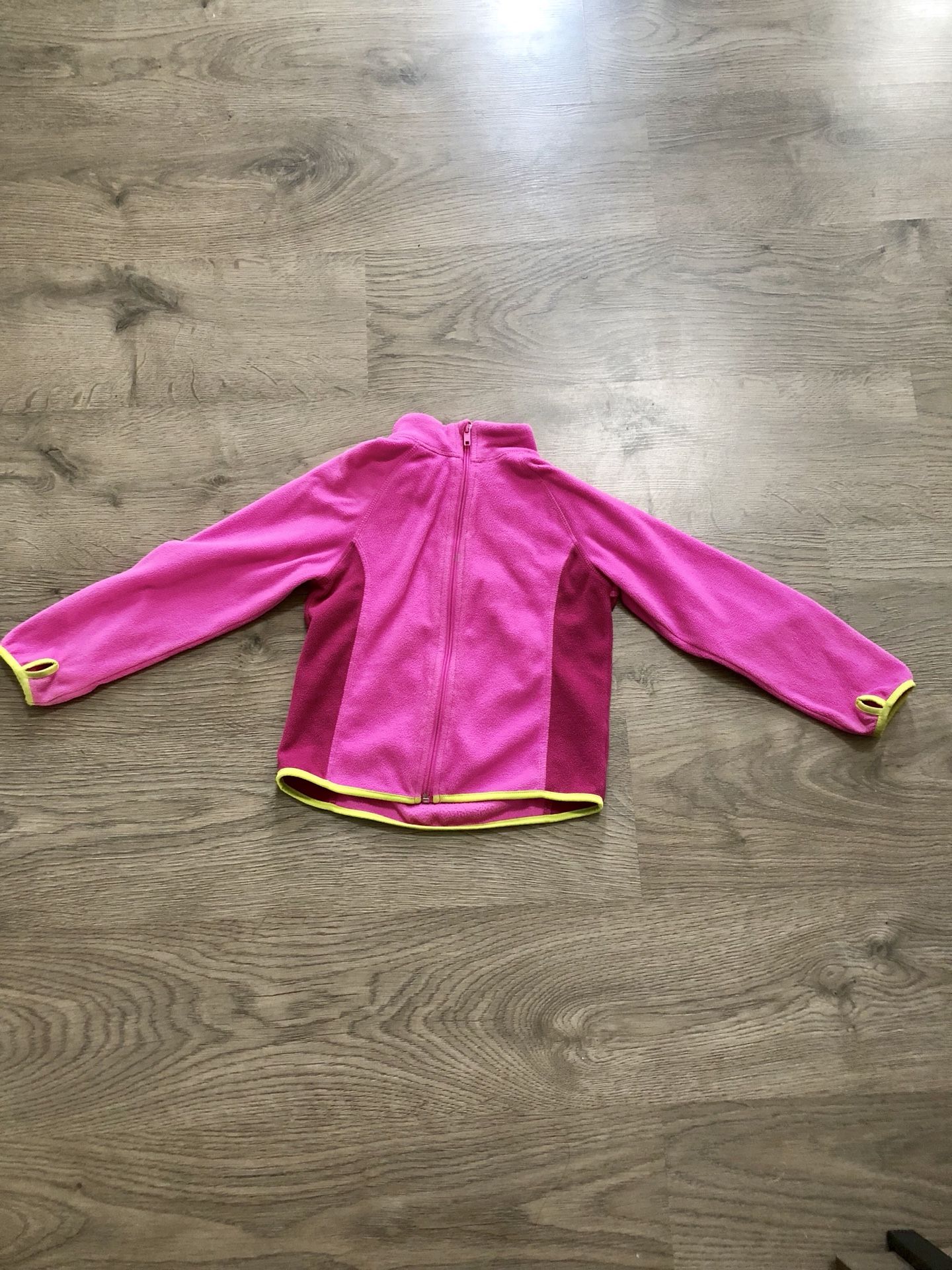 Pink soft fleece zip up jacket - size 4-6 yrs