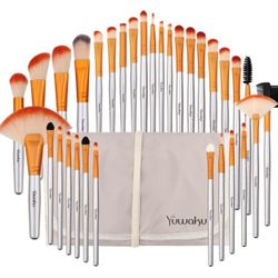 Champagne Makeup Brushes Set makeup brushes Blending 32 Piece NO Shed Cruelty