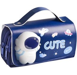 Astronaut Pop It Pencil Case Blue Double Zipper School Supply Organizer Kids