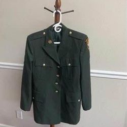 Military Jacket w Pins and Patches Size Regular 40 just $25 