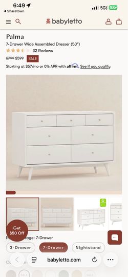 Palma 7 Drawer Double Dresser - Warm White