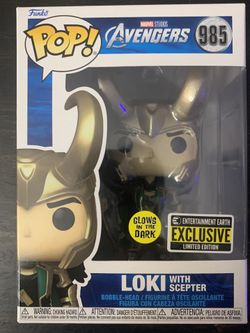 Funko Pop! Marvel Studios: Avengers Loki With Scepter #985 Entertainment Earth Exclusive Limited Edition “Glows In The Dark” 