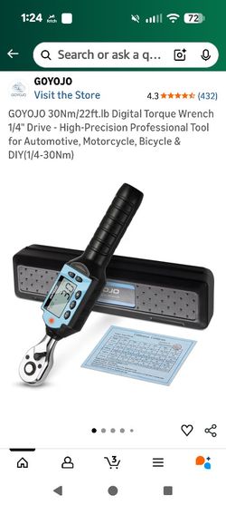 GOYOGO 30NM/ 22FT LBS DIGITAL TORQUE WRENTC 1/4 " DRIVE
