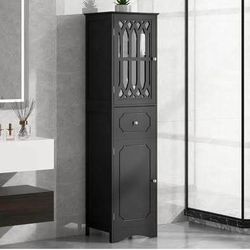 Newly Assembled Tall Bathroom Cabinet Freestanding Wooden Storage Cabinet with 2 Doors and 2 Drawer